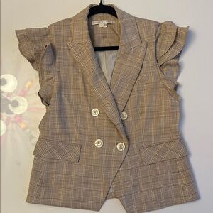 Veronica Beard Plaid Blazer - Tan and Yellow